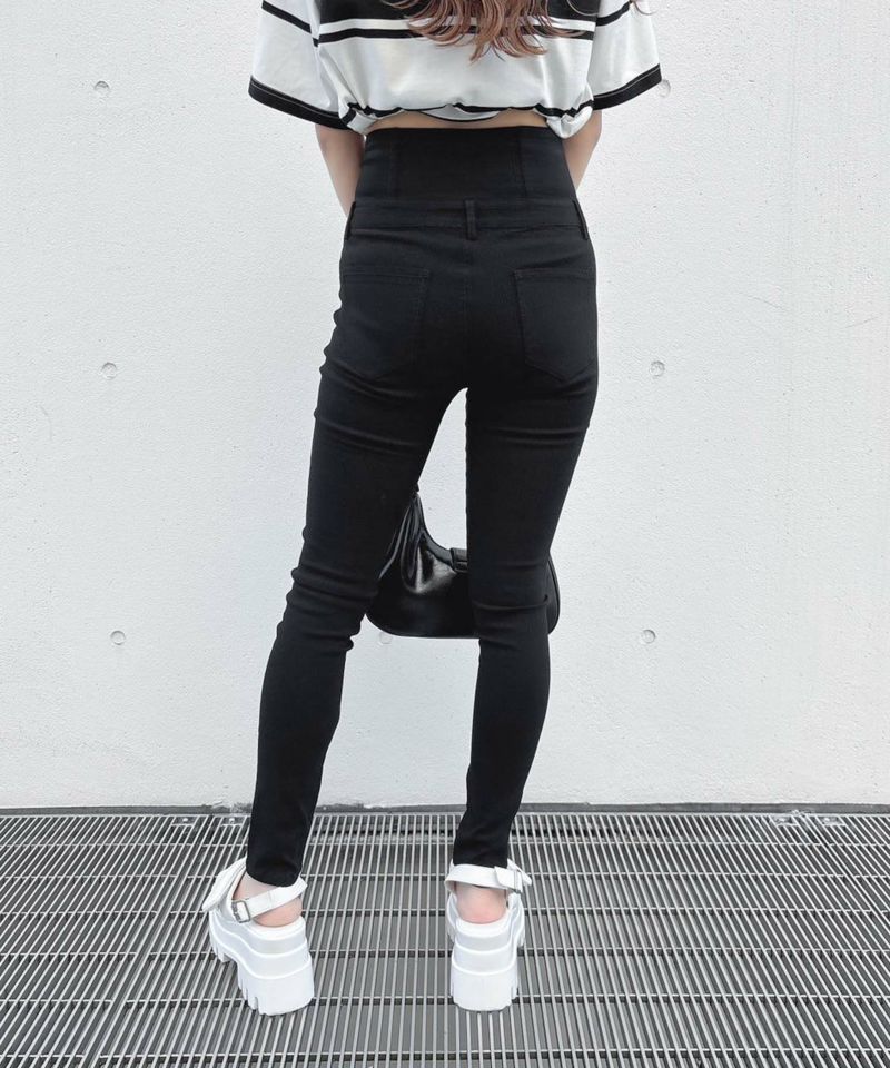 ハイウエスト 美脚スタックパンツ