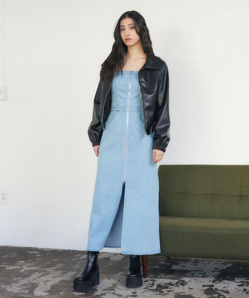 TGC着用】ストレッチレザージャケット | レディスファッション