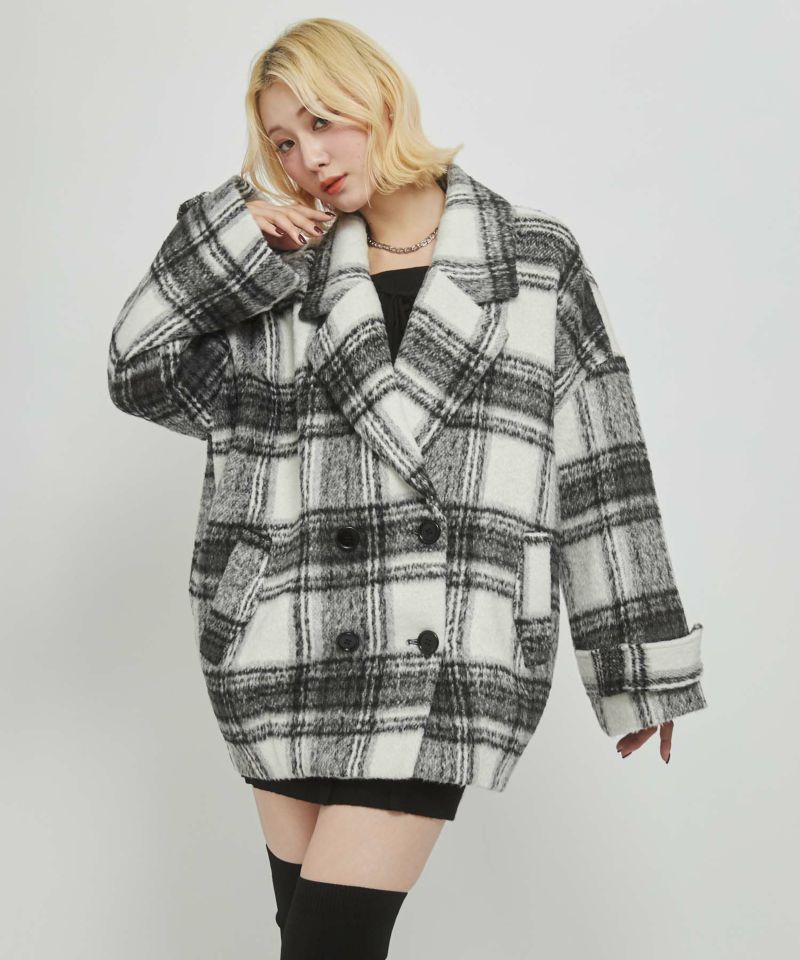 シャギーチェックコクーンコート | レディスファッション ENVYM 