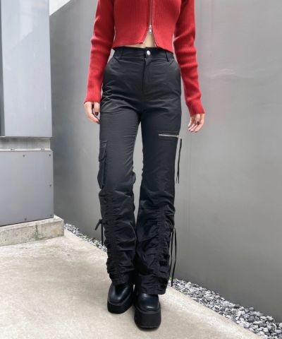 AMBUSH サイトシッフフレアハンツ BWCA012F21FAB001 6200 Buy Ambush Woven Bondage Zipper Pants 'Black' - 0630