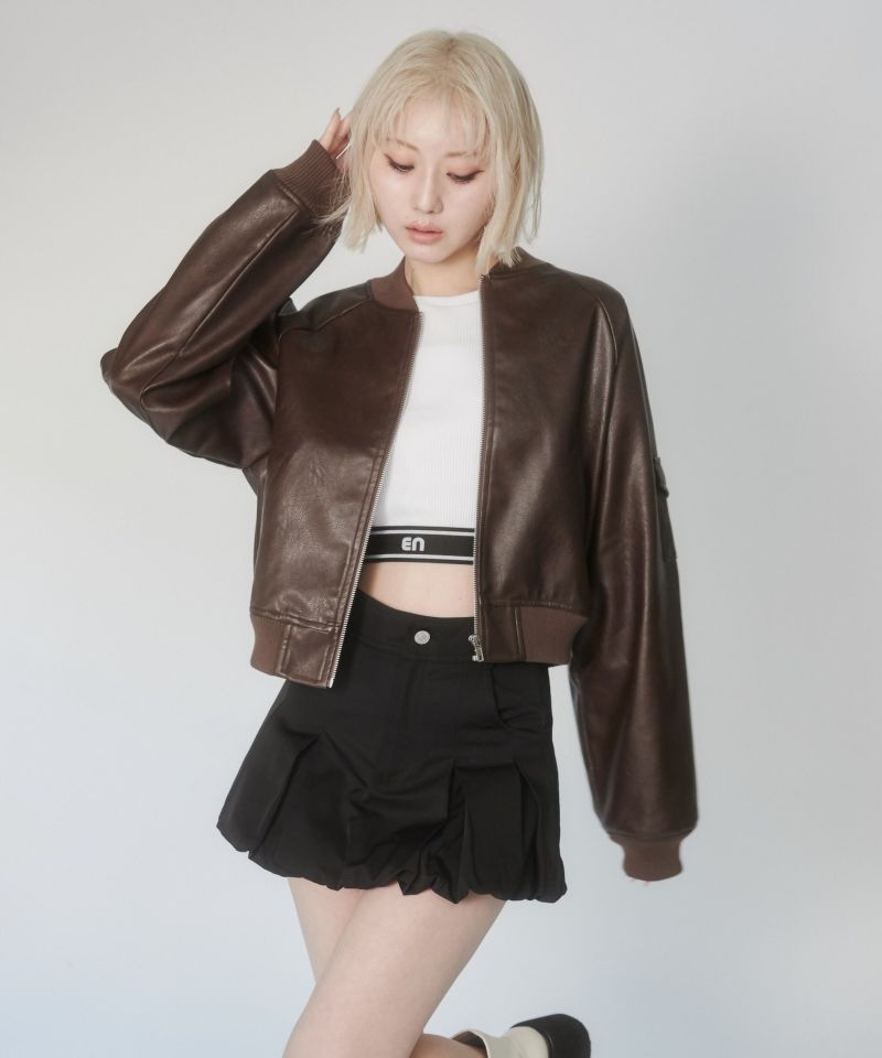 レザーショートブルゾン | レディスファッション ENVYM