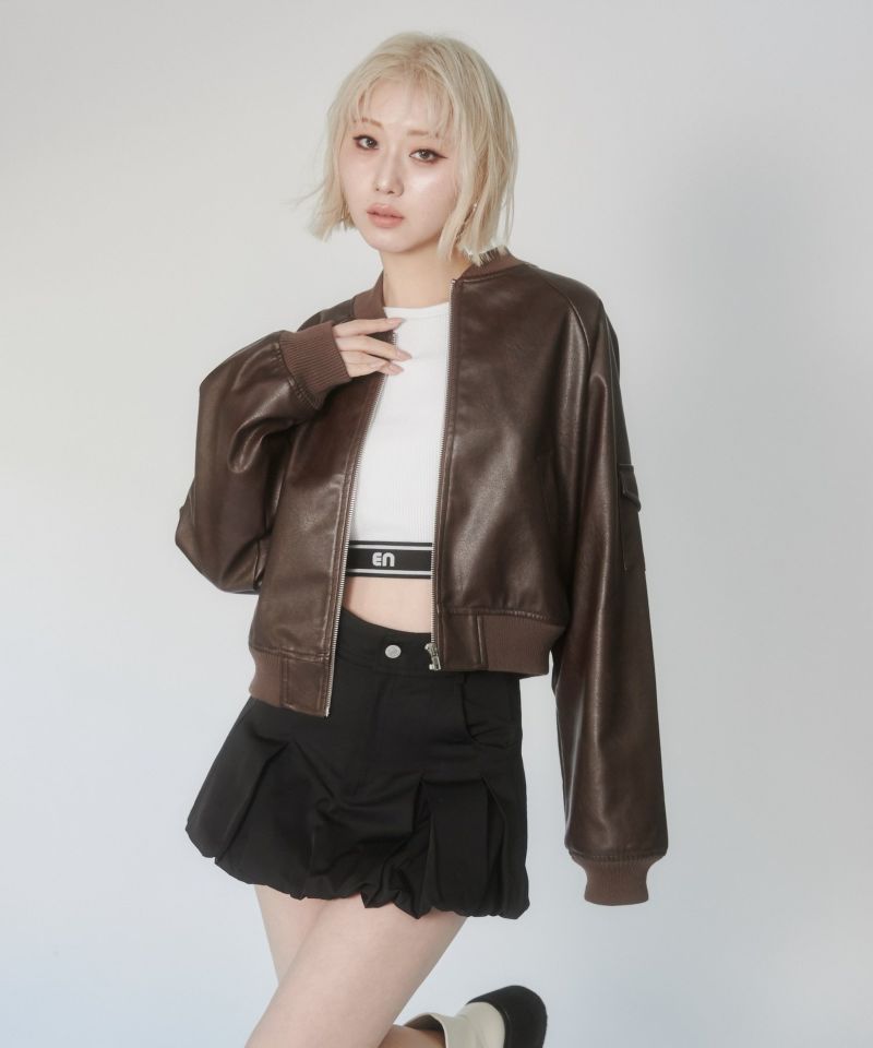 レザーショートブルゾン | レディスファッション ENVYM（アンビー