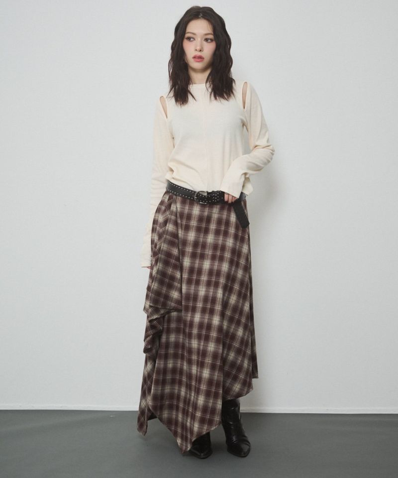 ブラックリブ編みカットアウトトップス lilLilly（リルリリー）の「カットアウトリブトップス（ニット