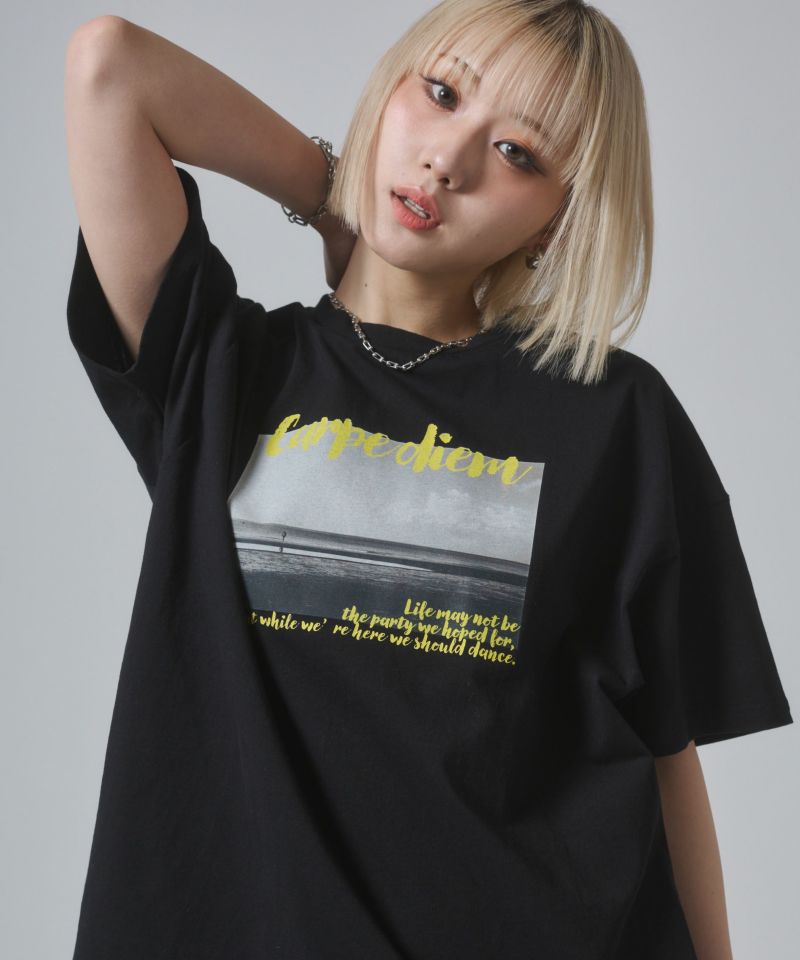フォトプリントBIGTシャツ (130~160cm)(130cm ブラック