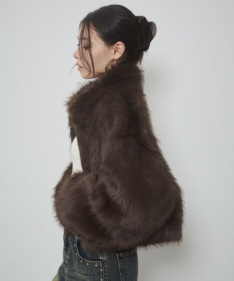 y/m byなとりか　フェイクファーショート丈ジャケット フェイクファー ショートジャケット（その他アウター）｜ENVYM