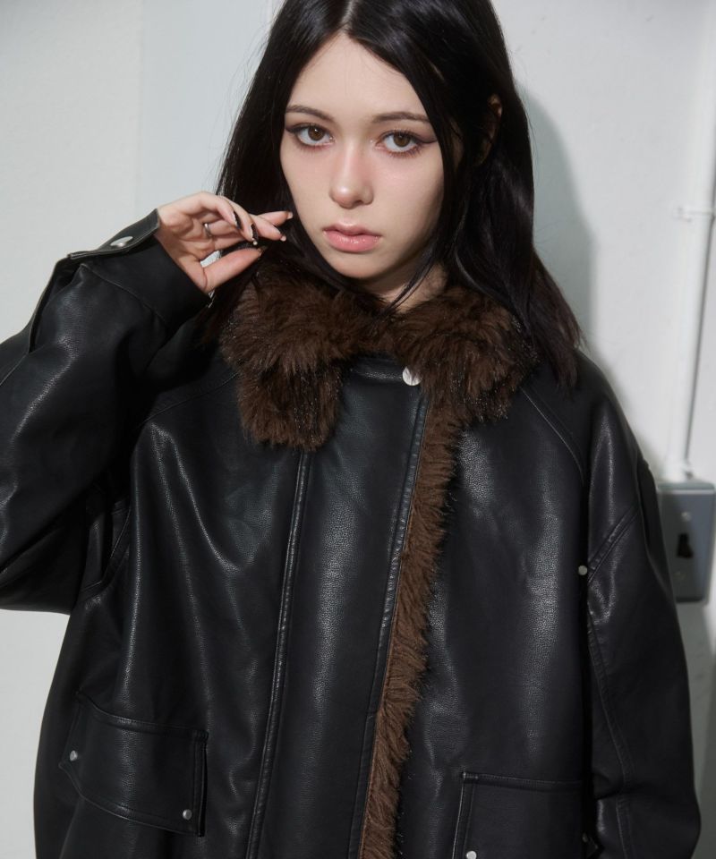 ENVYM ブルゾン ENVYM スタンドカラーファーブルゾン ベージュ セール